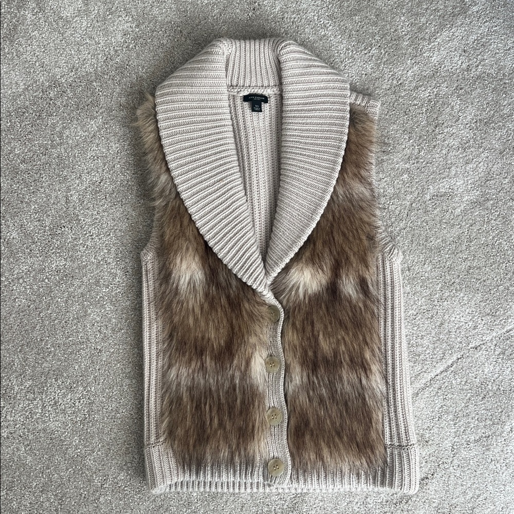 Ann Taylor Faux Fur Knit Sweater
